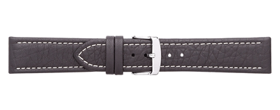 Padded Crocodile Grain Leather Watch Strap