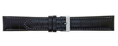 Padded Crocodile Grain Leather Watch Strap