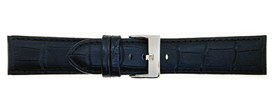 Padded Crocodile Grain Leather Watch Strap