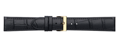 Padded Crocodile Grain Leather Watch Strap