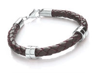 T1058 Brown Men's Leather Bracelet with Charms