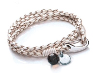 T1130 White Ladies Double Wrap Leather Bracelet