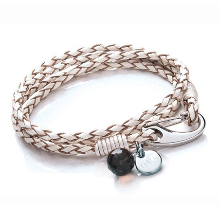 T1130 White Ladies Double Wrap Leather Bracelet