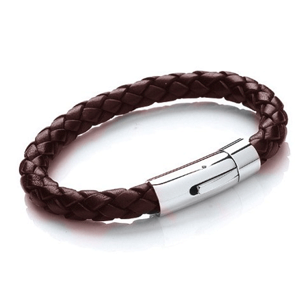 T659 Brown Men's Plaited Bolo Leather Bracelet