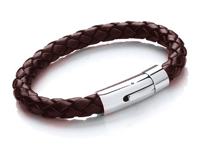 T659 Brown Men's Plaited Bolo Leather Bracelet