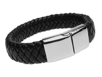 T731 Black Men's Plaited Bolo Leather Bracelet