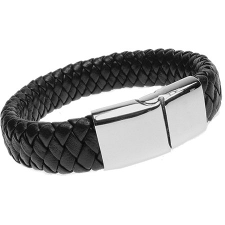 T731 Black Men's Plaited Bolo Leather Bracelet