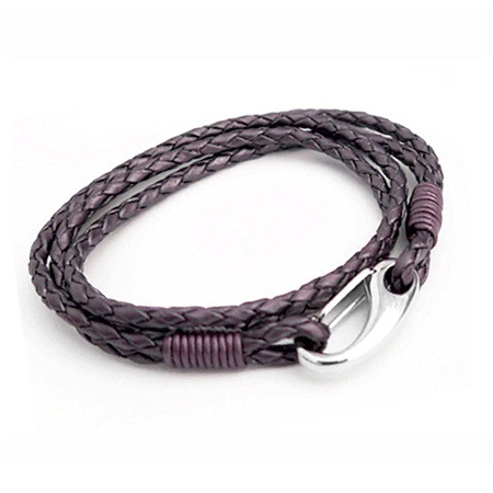 T758-2 Berry Ladies Double Wrap Leather Bracelet