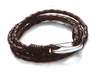 T758-2 Brown Men's Double Wrap Leather Bracelet