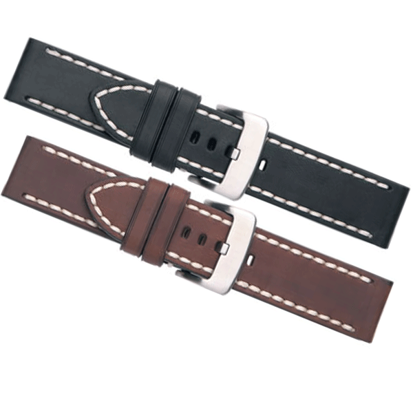 Wide Vintage Calf Leather Watch Strap