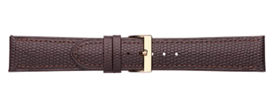 Padded Crocodile Grain Leather Watch Strap