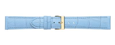  Pale Blue Padded Crocodile Grain Leather Watch Strap